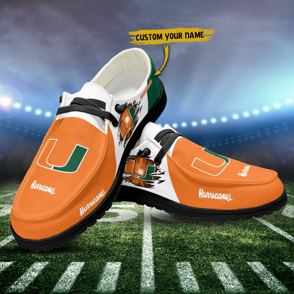 Nordmerch Miami Hurricanes NCAA Personalized Hey Dude Sports Shoes ...